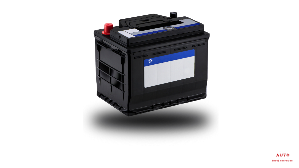 Brand new car battery ready for installation at VLG Auto Service in Erie, PA, ensuring reliable vehicle performance.